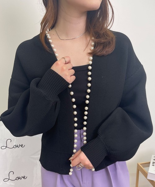 MLI'A(エムリア)の「パール付ガータースポンディッシュカーディガン(カーディガン/ボレロ・レディース・オフホワイト/ブラック/ベージュ・M)」の13枚目の写真