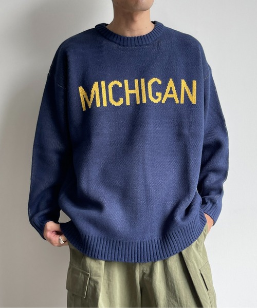 CPCM（シーピーシーエム）の「MICHIGANロゴクルーネックニット（ニット/セーター・メンズ・ホワイト/ネイビー/グリーン・MEDIUM/LARGE）」の3枚目の写真