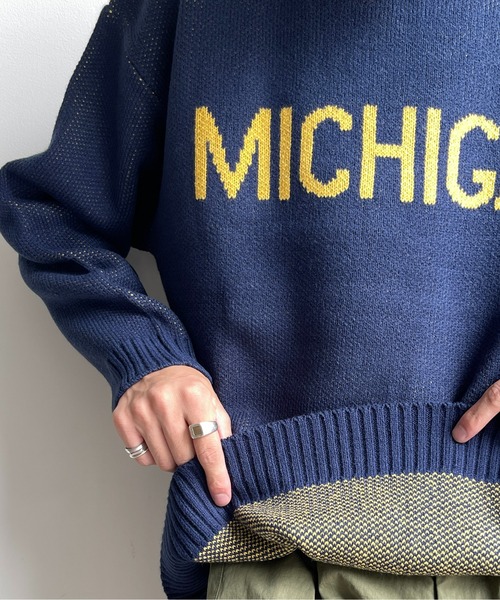 CPCM（シーピーシーエム）の「MICHIGANロゴクルーネックニット（ニット/セーター・メンズ・ホワイト/ネイビー/グリーン・MEDIUM/LARGE）」の4枚目の写真