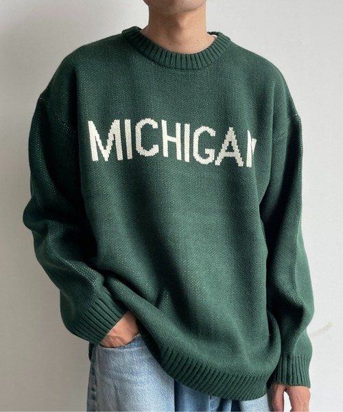 CPCM（シーピーシーエム）の「MICHIGANロゴクルーネックニット（ニット/セーター・メンズ・ホワイト/ネイビー/グリーン・MEDIUM/LARGE）」の6枚目の写真