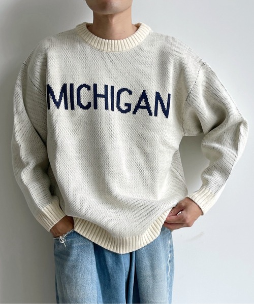 CPCM（シーピーシーエム）の「MICHIGANロゴクルーネックニット（ニット/セーター・メンズ・ホワイト/ネイビー/グリーン・MEDIUM/LARGE）」の12枚目の写真