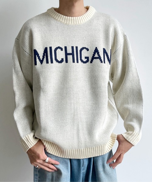 CPCM（シーピーシーエム）の「MICHIGANロゴクルーネックニット（ニット/セーター・メンズ・ホワイト/ネイビー/グリーン・MEDIUM/LARGE）」の13枚目の写真