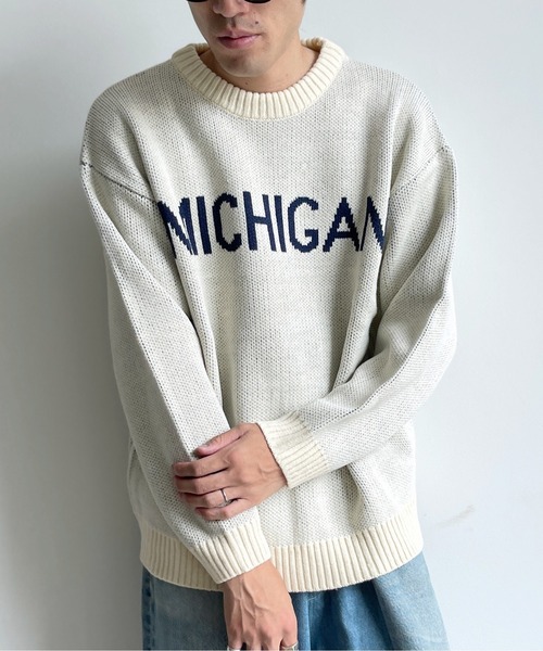 CPCM（シーピーシーエム）の「MICHIGANロゴクルーネックニット（ニット/セーター・メンズ・ホワイト/ネイビー/グリーン・MEDIUM/LARGE）」の15枚目の写真