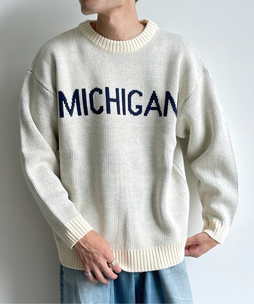CPCM（シーピーシーエム）の「MICHIGANロゴクルーネックニット（ニット/セーター・メンズ・ホワイト/ネイビー/グリーン・MEDIUM/LARGE）」の16枚目の写真
