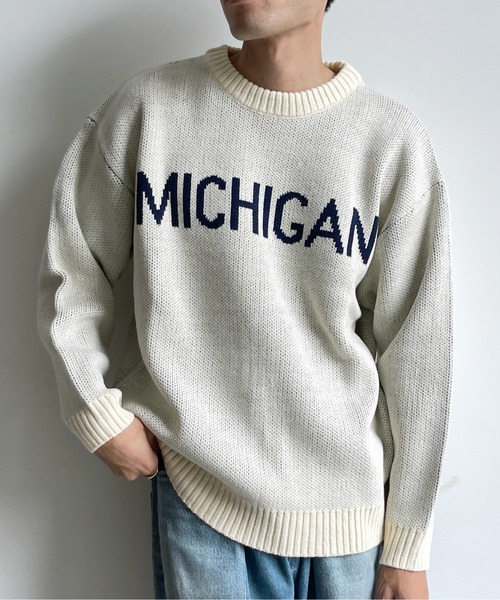 CPCM（シーピーシーエム）の「MICHIGANロゴクルーネックニット（ニット/セーター・メンズ・ホワイト/ネイビー/グリーン・MEDIUM/LARGE）」の17枚目の写真