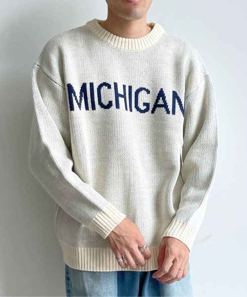 CPCM（シーピーシーエム）の「MICHIGANロゴクルーネックニット（ニット/セーター・メンズ・ホワイト/ネイビー/グリーン・MEDIUM/LARGE）」の18枚目の写真