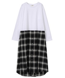 zucca ズッカ　オンブレーチェックドッキング ロングワンピース ZUCCa（ズッカ）の「オンブレ―チェックドッキング/ワンピース
