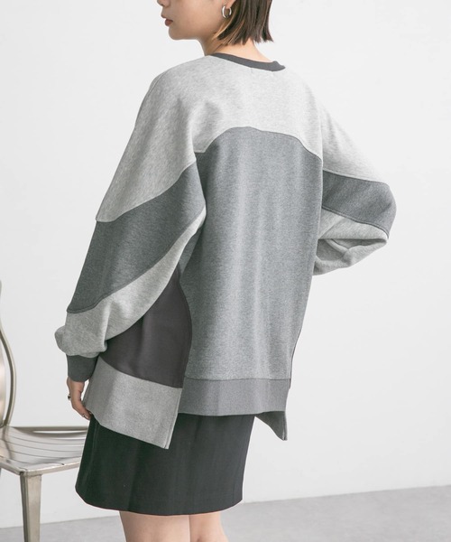 KBF（ケイビーエフ）の「パネルスウェット（Tシャツ/カットソー・レディース・グレー/ボルドー・ONE）」の2枚目の写真