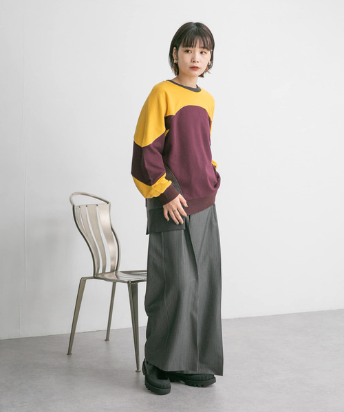 KBF（ケイビーエフ）の「パネルスウェット（Tシャツ/カットソー・レディース・グレー/ボルドー・ONE）」の21枚目の写真