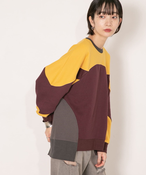 KBF（ケイビーエフ）の「パネルスウェット（Tシャツ/カットソー・レディース・グレー/ボルドー・ONE）」の18枚目の写真