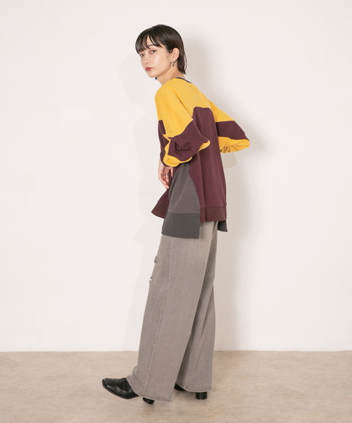 KBF（ケイビーエフ）の「パネルスウェット（Tシャツ/カットソー・レディース・グレー/ボルドー・ONE）」の17枚目の写真