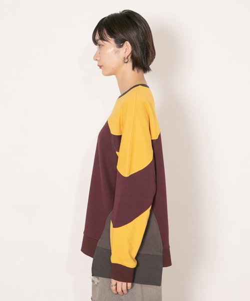 KBF（ケイビーエフ）の「パネルスウェット（Tシャツ/カットソー・レディース・グレー/ボルドー・ONE）」の14枚目の写真