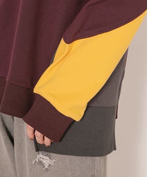 KBF（ケイビーエフ）の「パネルスウェット（Tシャツ/カットソー・レディース・グレー/ボルドー・ONE）」の10枚目の写真