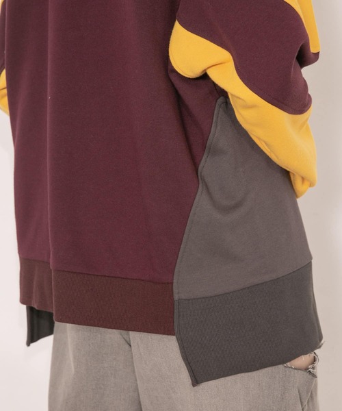 KBF（ケイビーエフ）の「パネルスウェット（Tシャツ/カットソー・レディース・グレー/ボルドー・ONE）」の7枚目の写真