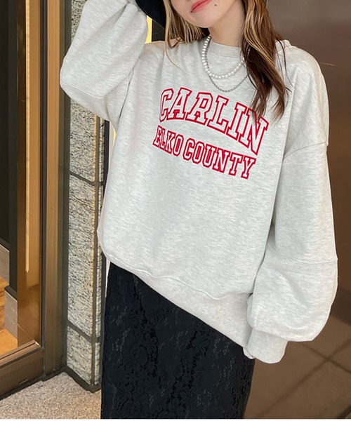 FREE'S MART（フリーズマート）の「◆フロッキーカレッジロゴスウェット（Tシャツ/カットソー・レディース・ホワイト/ブラック/グリーン・FREE）」の2枚目の写真