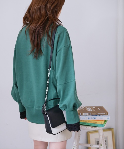 FREE'S MART（フリーズマート）の「◆フロッキーカレッジロゴスウェット（Tシャツ/カットソー・レディース・ホワイト/ブラック/グリーン・FREE）」の4枚目の写真