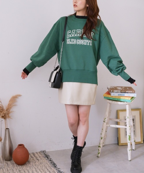 FREE'S MART（フリーズマート）の「◆フロッキーカレッジロゴスウェット（Tシャツ/カットソー・レディース・ホワイト/ブラック/グリーン・FREE）」の14枚目の写真