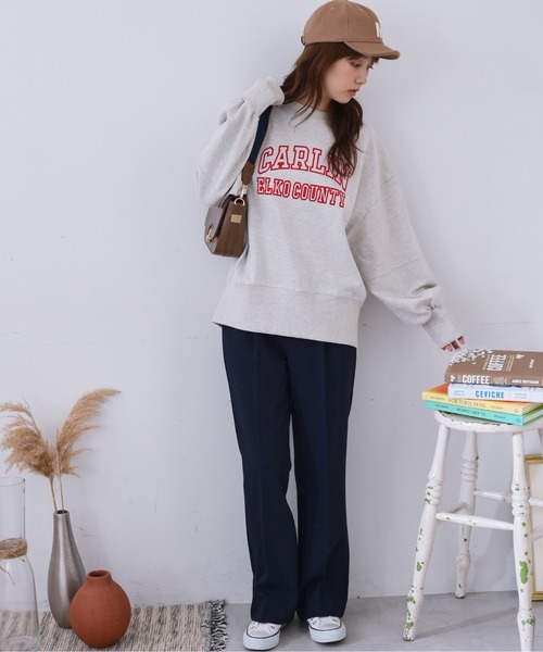 FREE'S MART（フリーズマート）の「◆フロッキーカレッジロゴスウェット（Tシャツ/カットソー・レディース・ホワイト/ブラック/グリーン・FREE）」の6枚目の写真