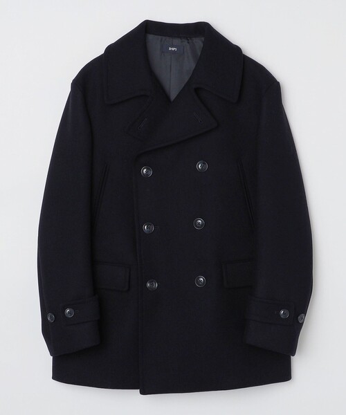 【3連休限定大幅お値下げ中！】RIVE DROITE ダブルブレストピーコート セール】*SHIPS: リラックスフィット ウール ライト メルトン ダブル