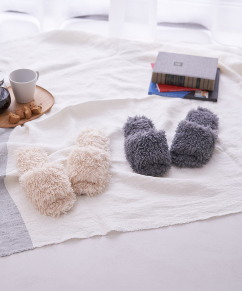 collex（コレックス）の「プードルファールームシューズ（ルームシューズ/スリッパ・レディース・グレー/アイボリー・フリー）」の4枚目の写真