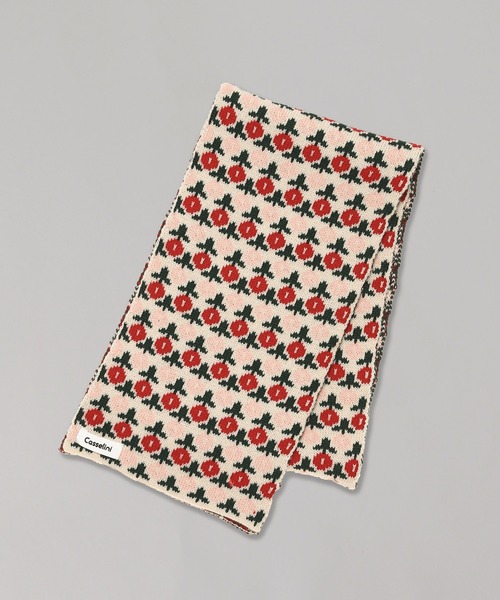 Casselini（キャセリーニ）の「Casselini 柄ニットマフラー 222-111110（ストール/ショール・レディース・レッド/ブルー/ブラック/カーキ・FREE）」の4枚目の写真