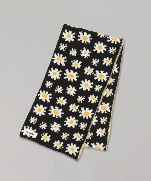 Casselini（キャセリーニ）の「Casselini 柄ニットマフラー 222-111110（ストール/ショール・レディース・レッド/ブルー/ブラック/カーキ・FREE）」の2枚目の写真