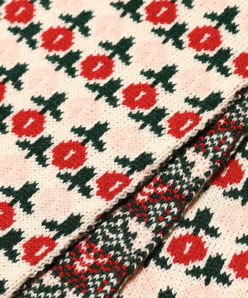 Casselini（キャセリーニ）の「Casselini 柄ニットマフラー 222-111110（ストール/ショール・レディース・レッド/ブルー/ブラック/カーキ・FREE）」の10枚目の写真