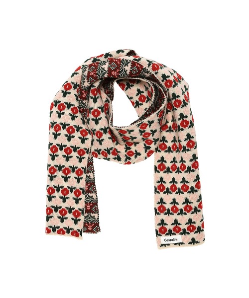 Casselini（キャセリーニ）の「Casselini 柄ニットマフラー 222-111110（ストール/ショール・レディース・レッド/ブルー/ブラック/カーキ・FREE）」の7枚目の写真