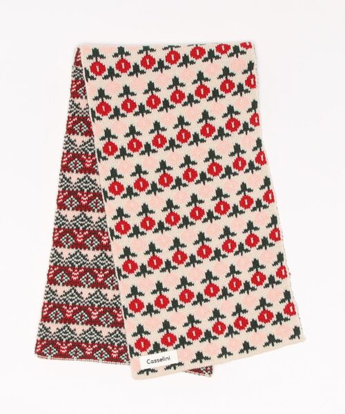 Casselini（キャセリーニ）の「Casselini 柄ニットマフラー 222-111110（ストール/ショール・レディース・レッド/ブルー/ブラック/カーキ・FREE）」の11枚目の写真