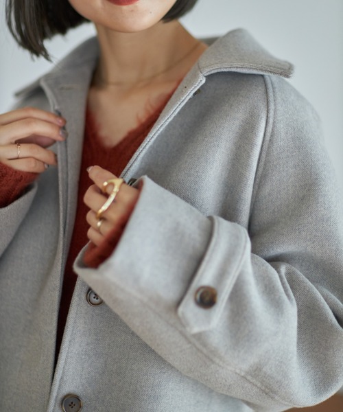 Reurie'（レウリィ）の「スタンドカラーウールコート/original stand collar wool coat ロングコート（ステンカラーコート・レディース・スミクロ/ブラウン/カーキ/ライトグレー・FREE）」の11枚目の写真