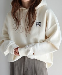 サガラ刺繍ワッペンロゴプルオーバーパーカー