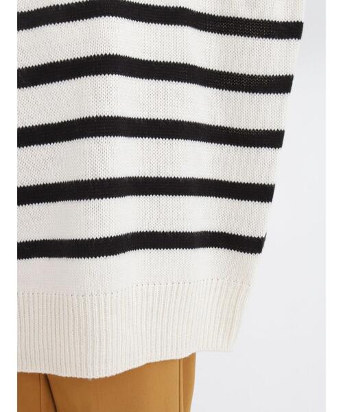 Samansa Mos2 blue（サマンサモスモスブルー）の「◎ボーダー/無地アソートキーネックカフタンニットプルオーバー（ニット/セーター・レディース・オフホワイト/カーキ/ブラック/オレンジ・ﾌﾘ-）」の22枚目の写真