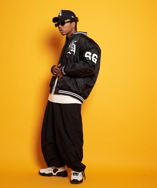 GALLIS ADDICTION（ガリスアディクション）の「GA NYLON VARSITY JKT（スタジャン・メンズ・ブラック/カーキ・M/L）」の4枚目の写真