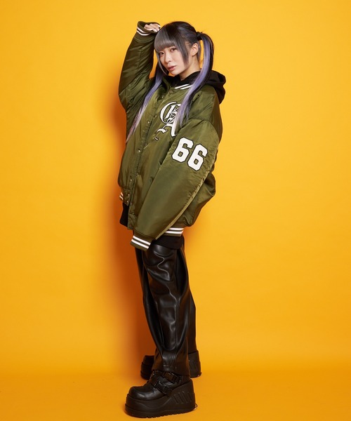 GALLIS ADDICTION（ガリスアディクション）の「GA NYLON VARSITY JKT（スタジャン・メンズ・ブラック/カーキ・M/L）」の15枚目の写真