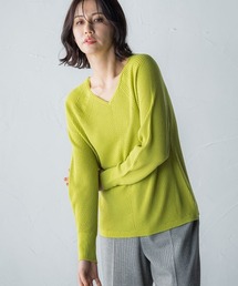 【洗えるニット】ホールガーメントバイアス柄ニット≪手洗い可能≫