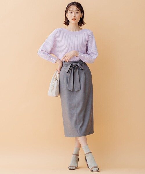 組曲(クミキョク)の「【洗える・5色展開】メイクアップカラー ニット(ニット/セーター・レディース・アイボリー系/ネイビー系/ダルブルー系/ライラック系/オールドローズ系・6/5/7)」の14枚目の写真