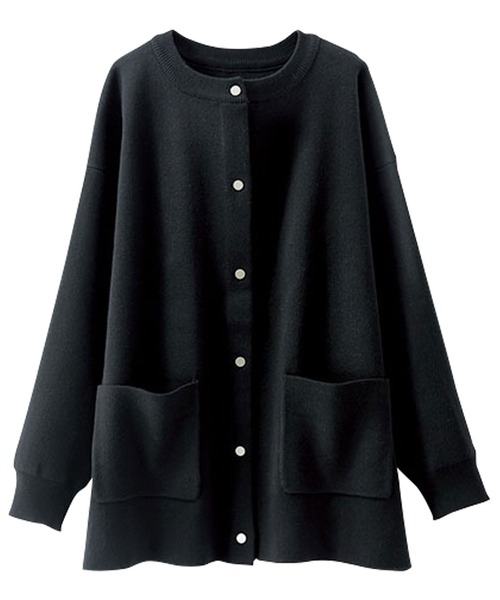 BELLUNA PLUS（ベルーナ）の「ポケットデザイン美人顔カーディガン（カーディガン/ボレロ・レディース・ピンク/グリーン/イエロー/ブラック・LARGE/X-LARGE/MEDIUM）」の5枚目の写真