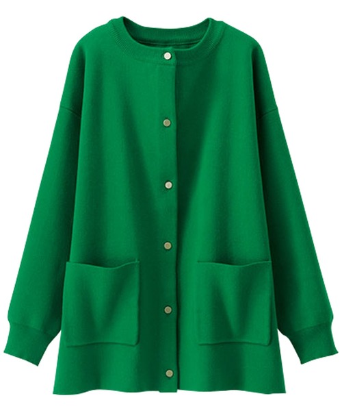 BELLUNA PLUS（ベルーナ）の「ポケットデザイン美人顔カーディガン（カーディガン/ボレロ・レディース・ピンク/グリーン/イエロー/ブラック・LARGE/X-LARGE/MEDIUM）」の6枚目の写真