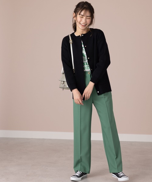 BELLUNA PLUS（ベルーナ）の「ポケットデザイン美人顔カーディガン（カーディガン/ボレロ・レディース・ピンク/グリーン/イエロー/ブラック・LARGE/X-LARGE/MEDIUM）」の9枚目の写真