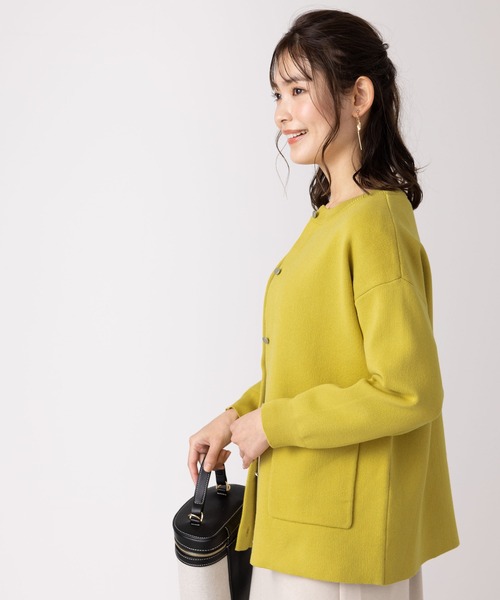 BELLUNA PLUS（ベルーナ）の「ポケットデザイン美人顔カーディガン（カーディガン/ボレロ・レディース・ピンク/グリーン/イエロー/ブラック・LARGE/X-LARGE/MEDIUM）」の16枚目の写真