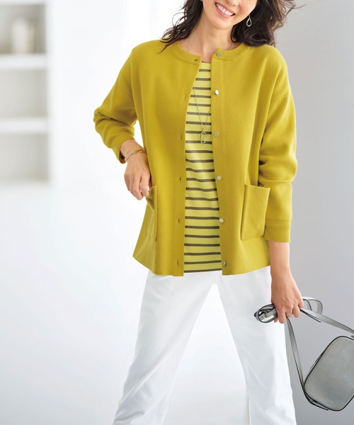 BELLUNA PLUS（ベルーナ）の「ポケットデザイン美人顔カーディガン（カーディガン/ボレロ・レディース・ピンク/グリーン/イエロー/ブラック・LARGE/X-LARGE/MEDIUM）」の20枚目の写真