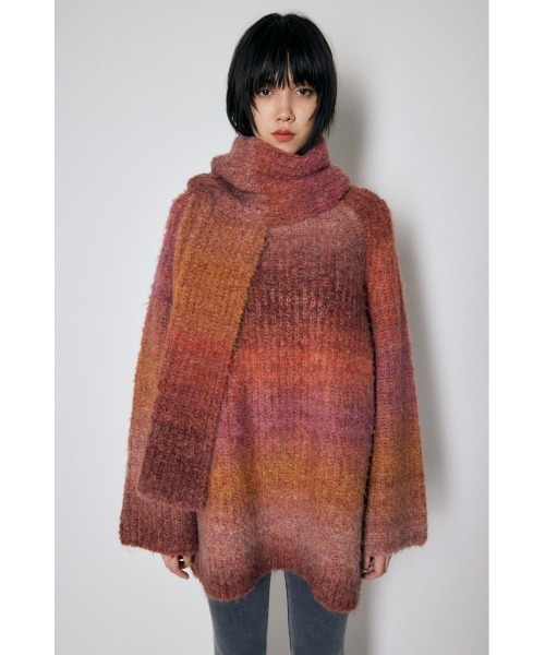 MOUSSY（マウジー）の「GRADATION LONG KNIT スカーフ（マフラー・レディース・ネイビー/ブルー/レッド・FREE）」の13枚目の写真