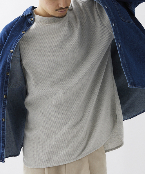 JOURNAL STANDARD relume（ジャーナルスタンダード　レリューム）の「レイヤードラウンド サーマルTシャツ（Tシャツ/カットソー・メンズ・ホワイト/ライトグレー/ブラック・SMALL/MEDIUM/LARGE）」の3枚目の写真