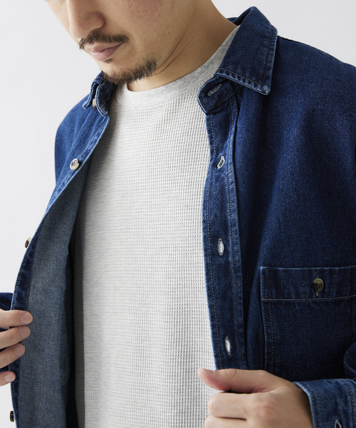 JOURNAL STANDARD relume（ジャーナルスタンダード　レリューム）の「レイヤードラウンド サーマルTシャツ（Tシャツ/カットソー・メンズ・ホワイト/ライトグレー/ブラック・SMALL/MEDIUM/LARGE）」の4枚目の写真