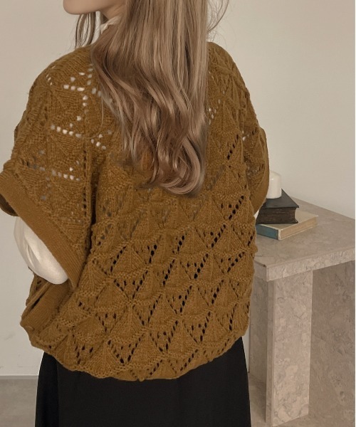 apres jour clair（アプレジュールクレア）の「【apres jour clair】マルチWAY透かし編みニット【ZOZOTOWN限定アイテム】（ベスト・レディース・マスタード/ブラウン系その他/アイボリー・フリー/X-LARGE/FREE）」の19枚目の写真