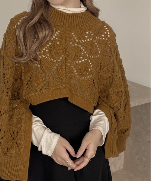 apres jour clair（アプレジュールクレア）の「【apres jour clair】マルチWAY透かし編みニット【ZOZOTOWN限定アイテム】（ベスト・レディース・マスタード/ブラウン系その他/アイボリー・フリー/X-LARGE/FREE）」の18枚目の写真