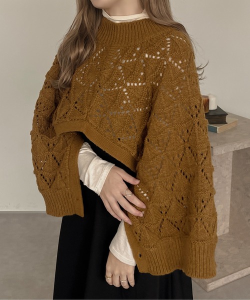 apres jour clair（アプレジュールクレア）の「【apres jour clair】マルチWAY透かし編みニット【ZOZOTOWN限定アイテム】（ベスト・レディース・マスタード/ブラウン系その他/アイボリー・フリー/X-LARGE/FREE）」の22枚目の写真