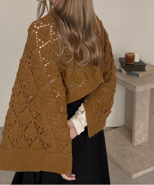 apres jour clair（アプレジュールクレア）の「【apres jour clair】マルチWAY透かし編みニット【ZOZOTOWN限定アイテム】（ベスト・レディース・マスタード/ブラウン系その他/アイボリー・フリー/X-LARGE/FREE）」の6枚目の写真