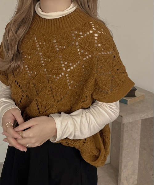 apres jour clair（アプレジュールクレア）の「【apres jour clair】マルチWAY透かし編みニット【ZOZOTOWN限定アイテム】（ベスト・レディース・マスタード/ブラウン系その他/アイボリー・フリー/X-LARGE/FREE）」の10枚目の写真