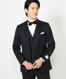 CROWDED CLOSET（クラウデッドクローゼット）の「NARROW 綾織りブラックスーツ/別売りベストあり/2ピースビジネスセットアップスーツ（スーツセット・メンズ）」